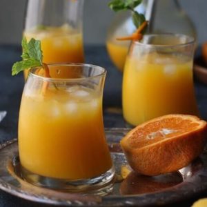 orange mango drinks in glasses